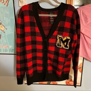 Disney Forever 21 Mickey Mouse Button Up Cardigan Red Plaid